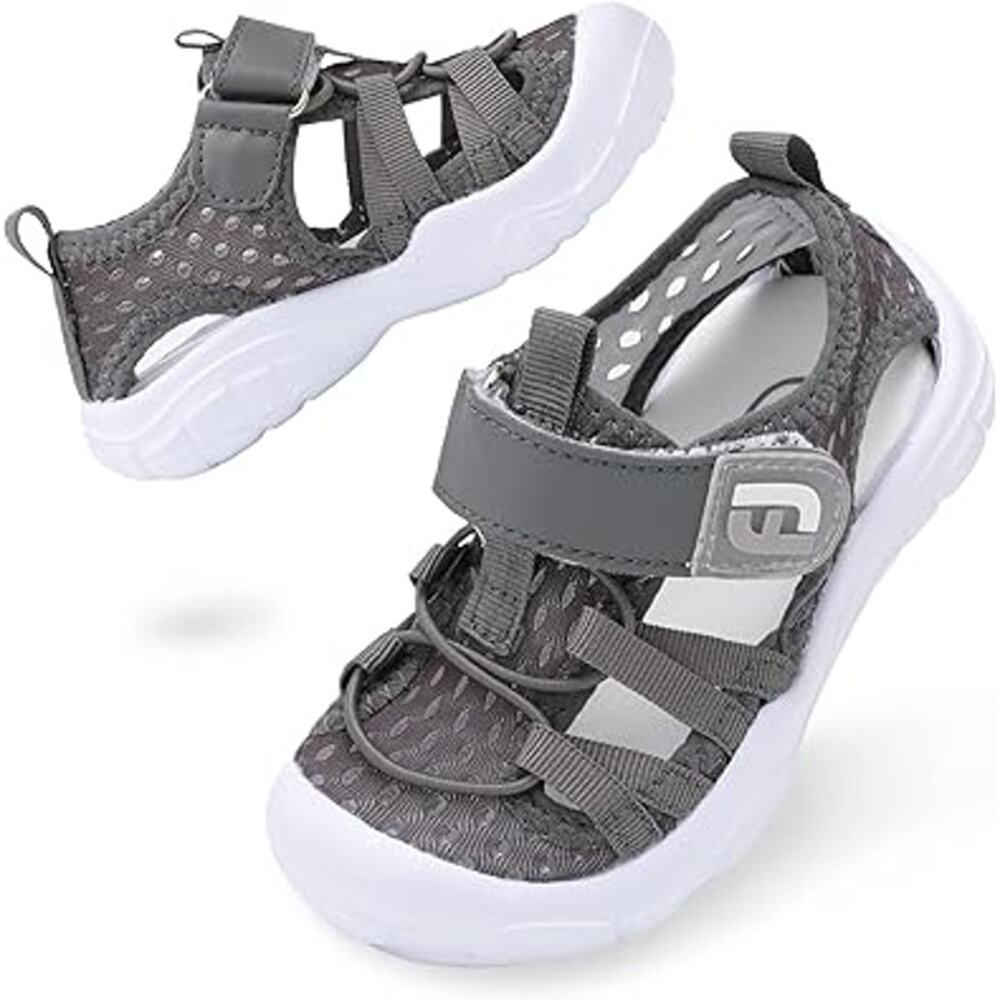 JoinFree Toddler Boys Size 5.5 Gray Sandals Latch & Hook Close Water Shoes